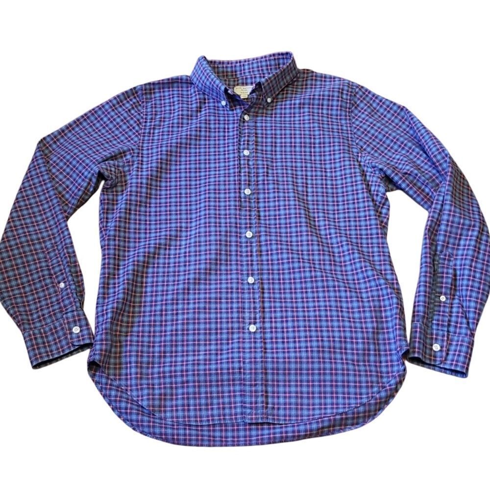 Club Monaco Men's Blue & Red Plaid Button Down Shirt Size XL Slim Fit